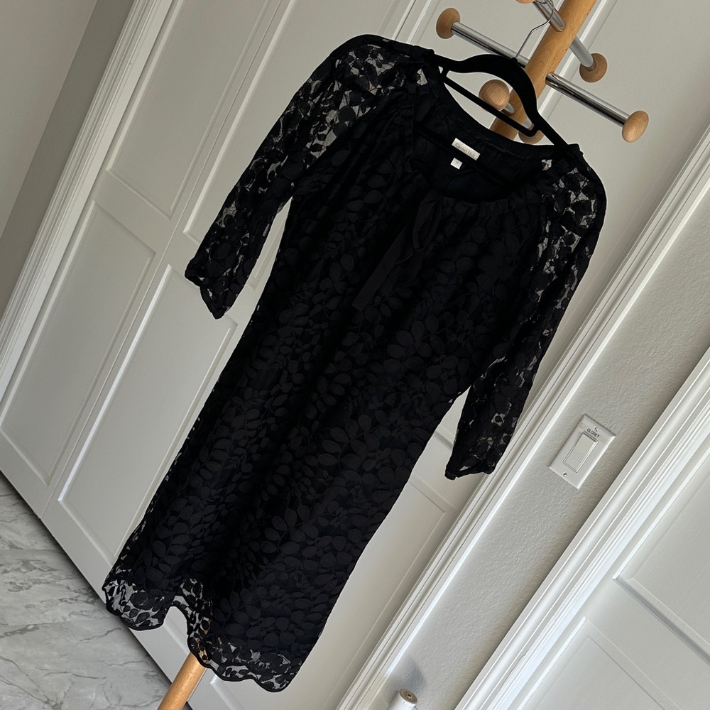 Garnet Hill Black Floral Lace Dress size 10
